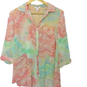 Candies Summer floral sheer top sz M